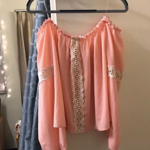 Q USA off the shoulder peach top